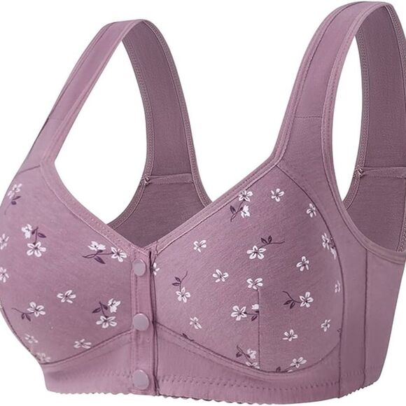 Front Closure Bras for Middle Elderly Women Cotton Comfy Bra Vest Mom Underwear - Picture 1 of 7